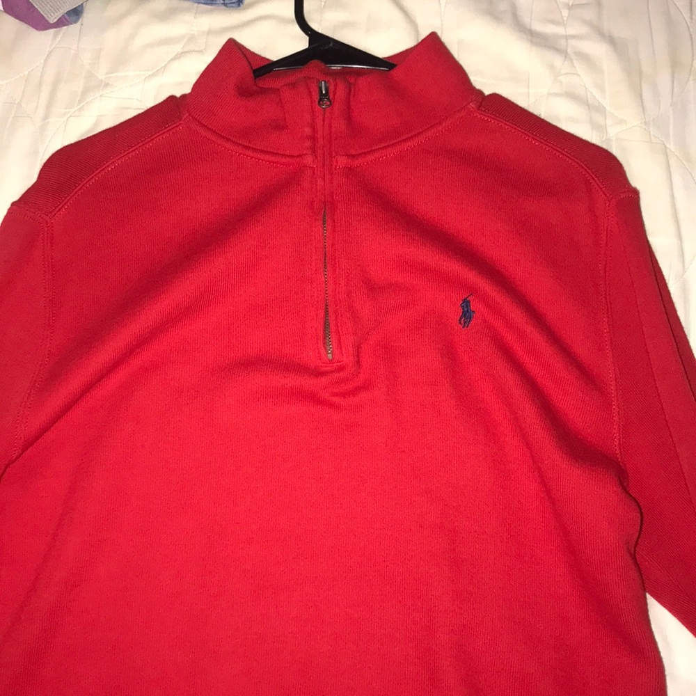 Red polo pullover